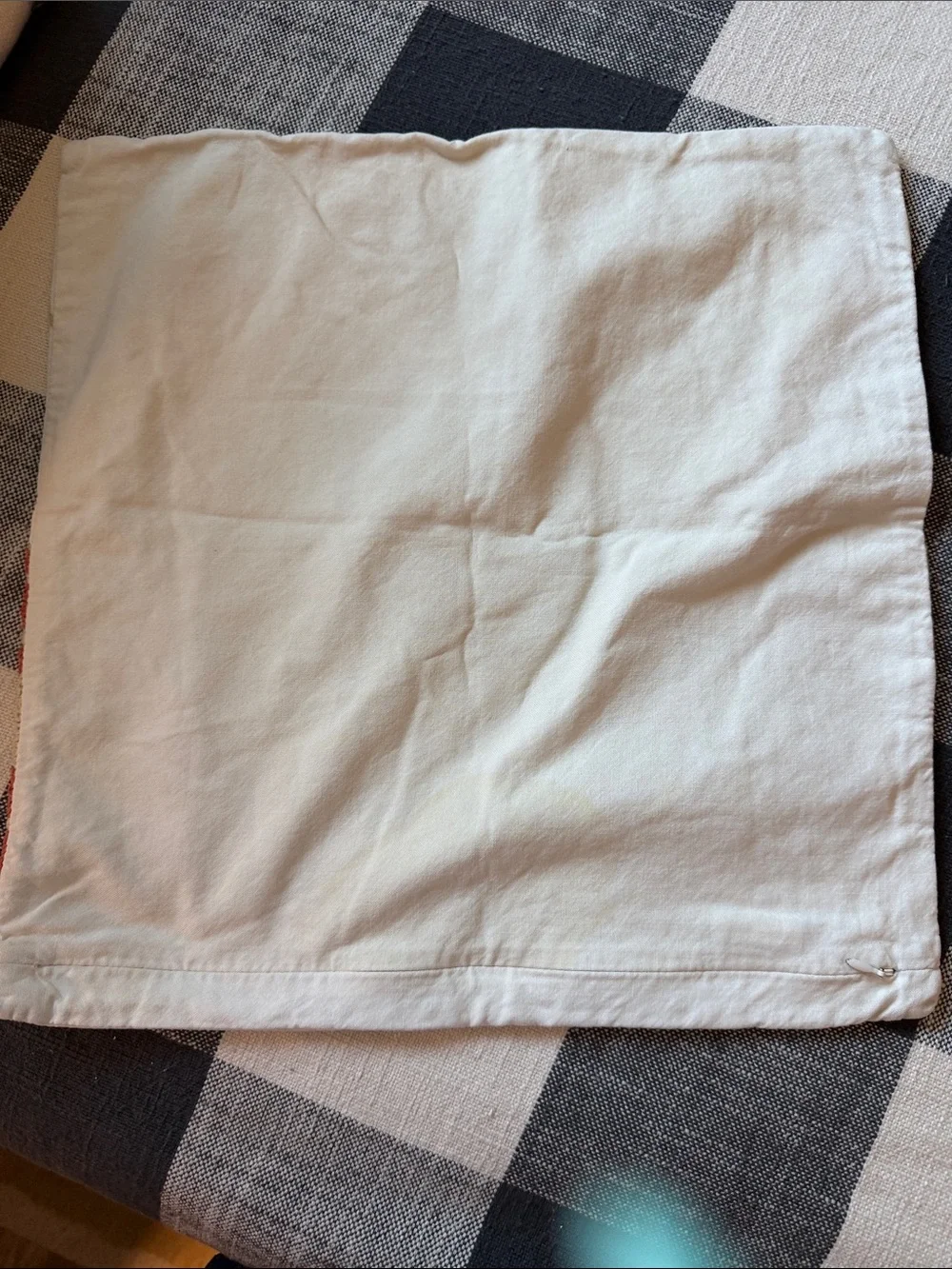 Pottery Barn Cream Pillow Covers with Red Poppy Embroidery - Pair